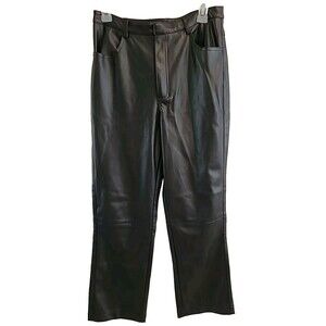 LUCY PARIS Women's Black Solid Faux-Leather Casual Pants Size S